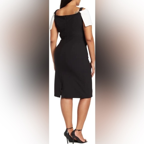 NEW Marina Off the Shoulder Shift Dress Black 14 - Picture 3 of 6